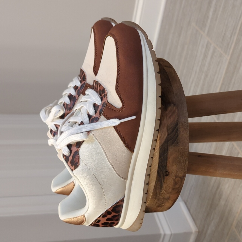 Leopard and Faux Suede Sneakers